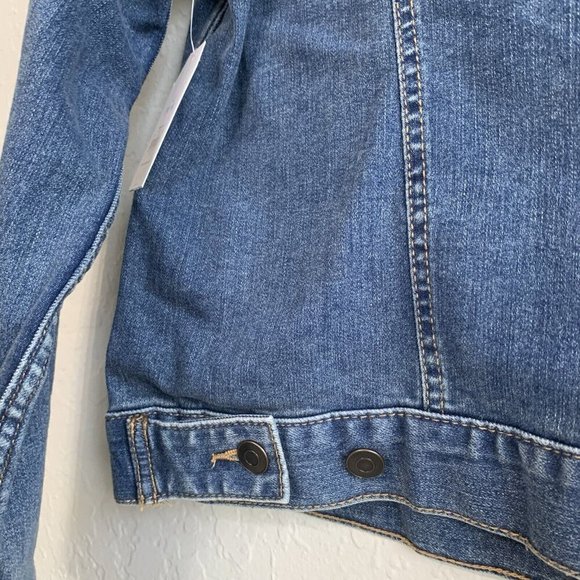 Time And Tru Denim Jean Jacket NEW Womens Large Stretch Buttons Pockets Boho - Picture 9 of 14